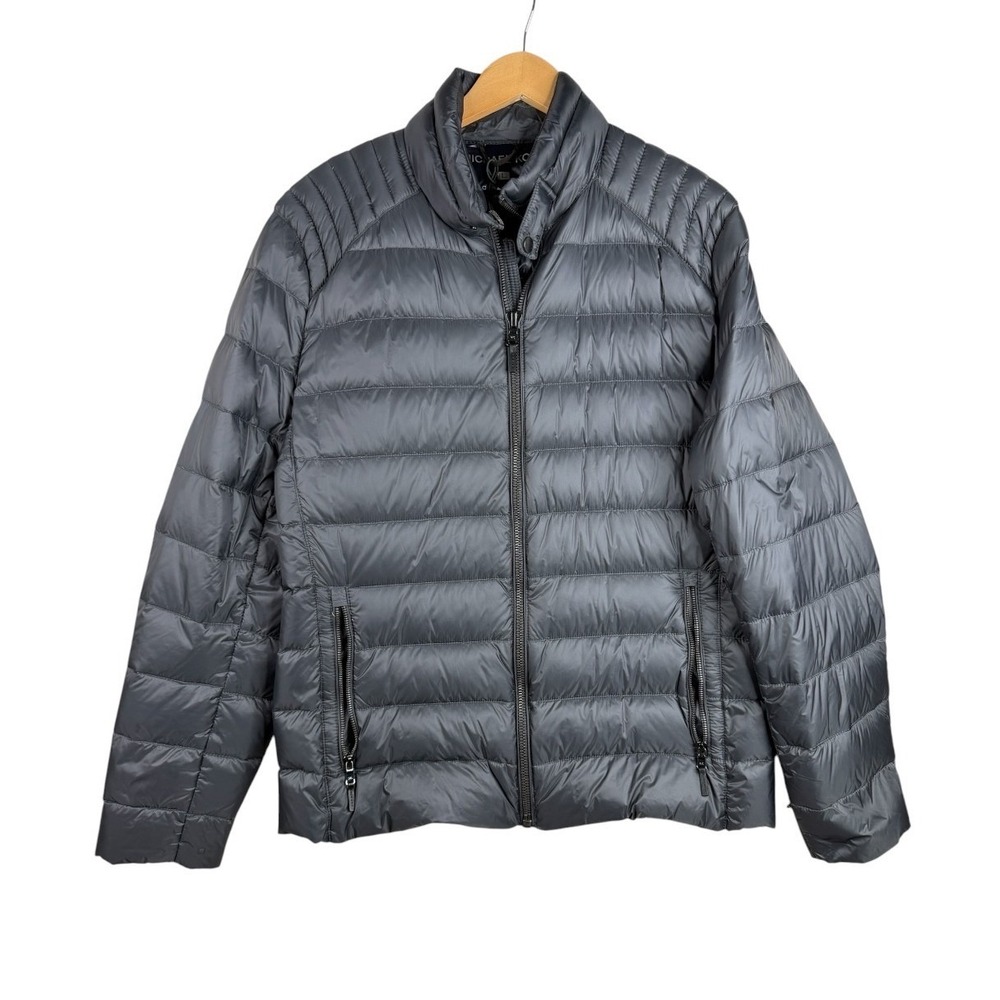 Michael Kors Mens Lightweight Quilted Puffer Jacket Size Large Gray Packable